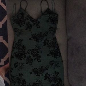 Green & black mini dress